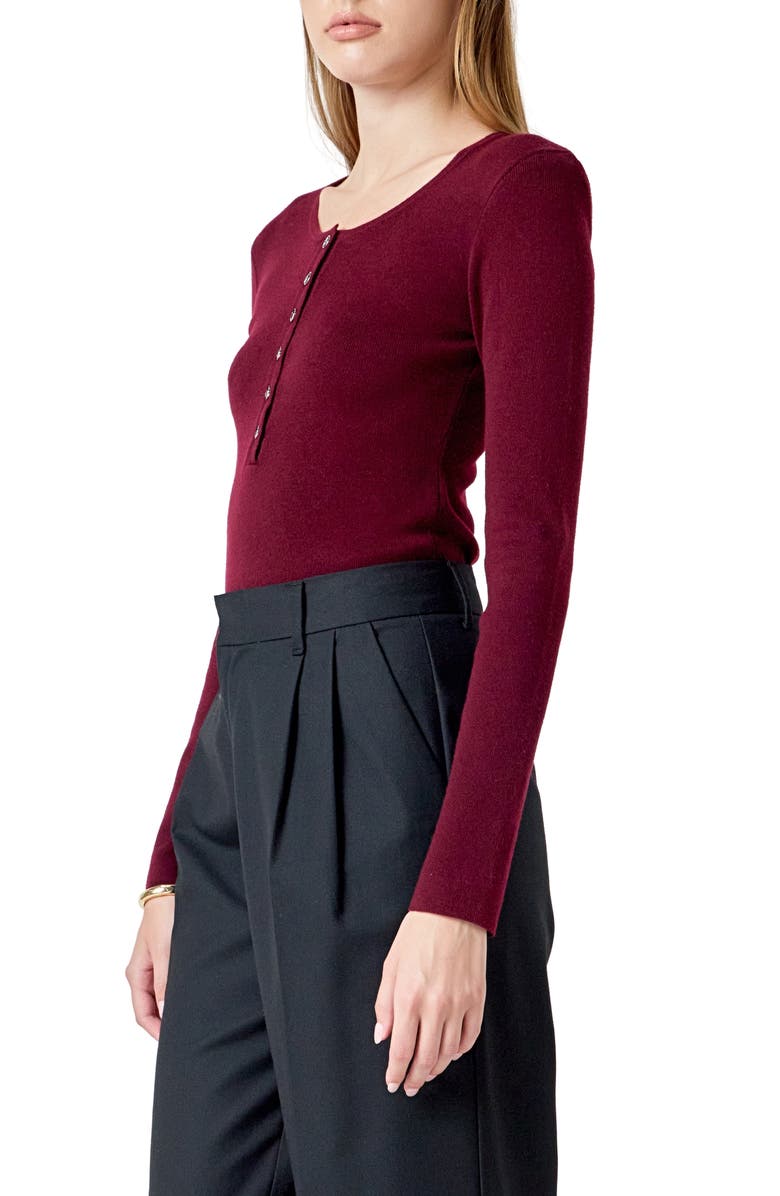 Endless Rose Shoulder Pad Rib Knit Top, Alternate, color, Maroon