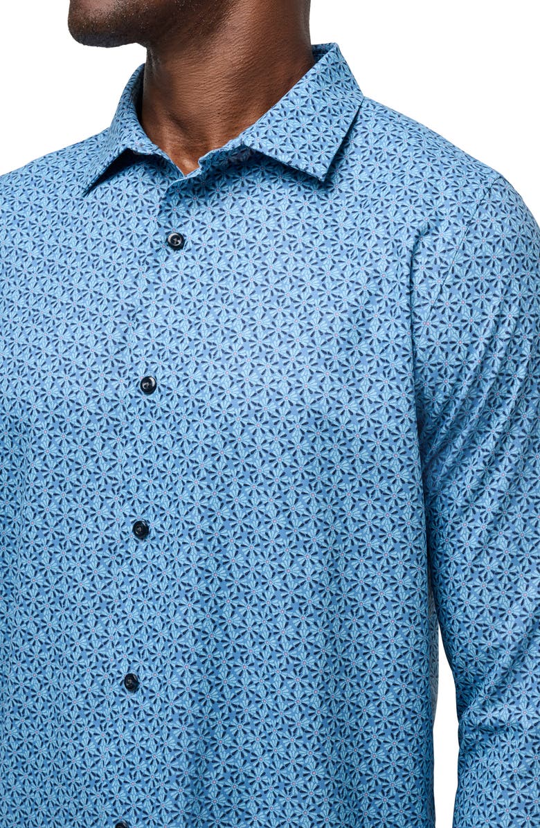 TravisMathew Country Mile Floral Button-Up Shirt, Alternate, color, Quiet Harbor