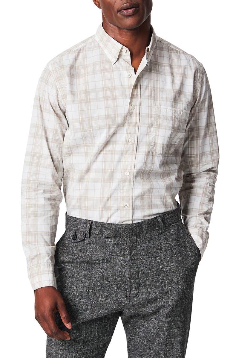 Billy Reid Tuscumbia Standard Fit Plaid Cotton & Linen Button-Down Shirt, Main, color,