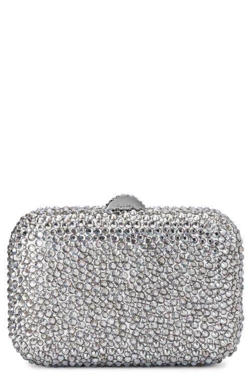 Olga Berg Casey Hot Fix Crystal Clutch in Silver 