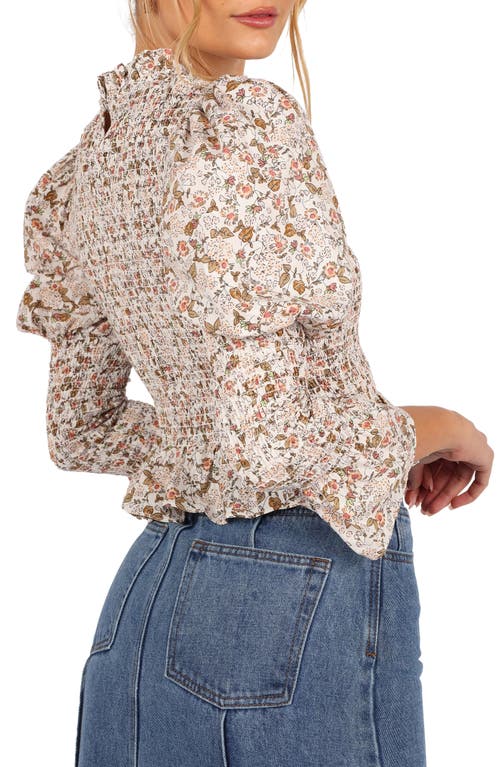 Petal And Pup Petal & Pup Novah Long Sleeve Smocked Peplum Top In Multi
