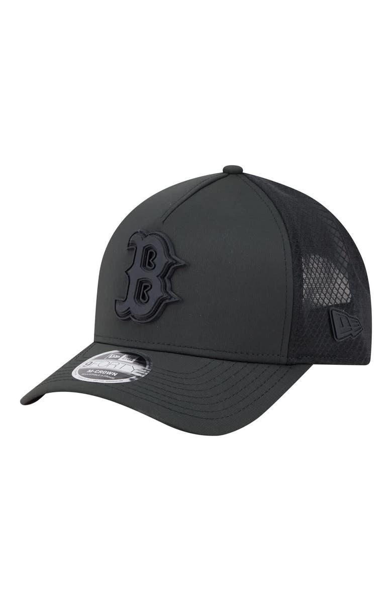 New Era Men's New Era Black Boston Red Sox Badged M-Crown A-Frame 9FORTY Trucker Adjustable Hat, Main, color, Black