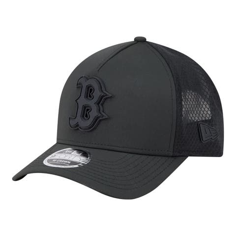 Men's New Era  Black Boston Red Sox Badged M-Crown A-Frame 9FORTY Trucker Adjustable Hat