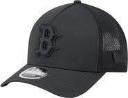New Era Men's New Era Black Boston Red Sox Badged M-Crown A-Frame 9FORTY Trucker Adjustable Hat