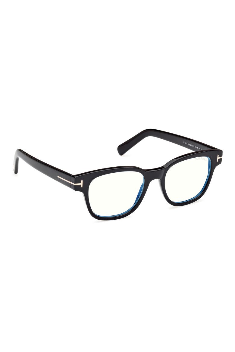 50mm Square Blue Light Blocking Glasses, Alternate, color, BLACK ECO / T LOGO