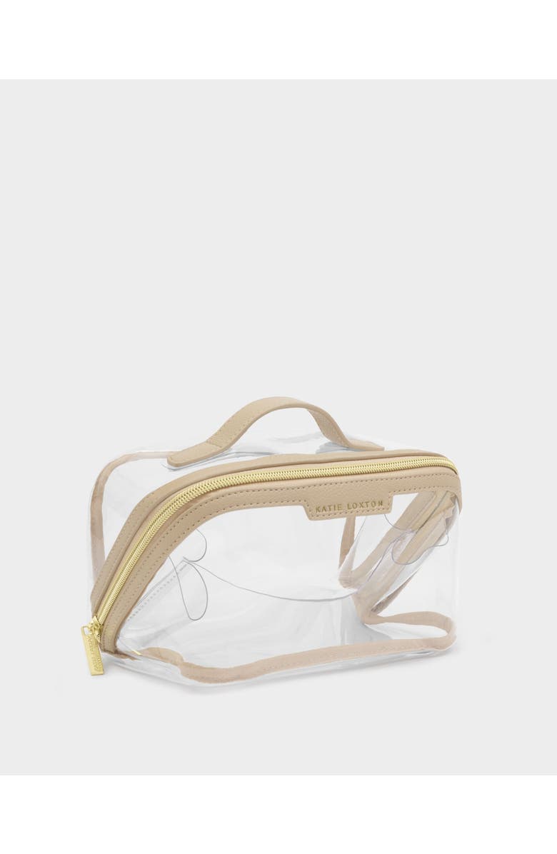 Katie Loxton Medium Clear Makeup and Toiletry Bag in Light Taupe, Main, color, Light Taupe