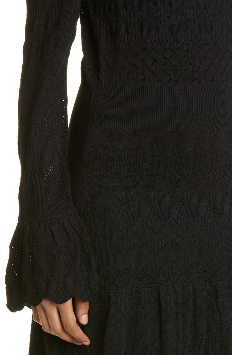 Haute Hippie Long Sleeve Pointelle Knit Maxi Dress, Alternate, color,
