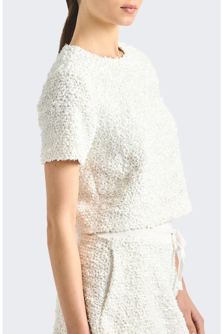 Syrena Paillette Cropped Shirt, Alternate, color, BLANC DE BLANC