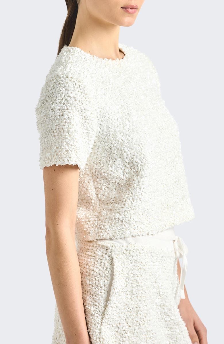 Derek Lam 10 Crosby Syrena Paillette Cropped Shirt, Alternate, color, Blanc De Blanc