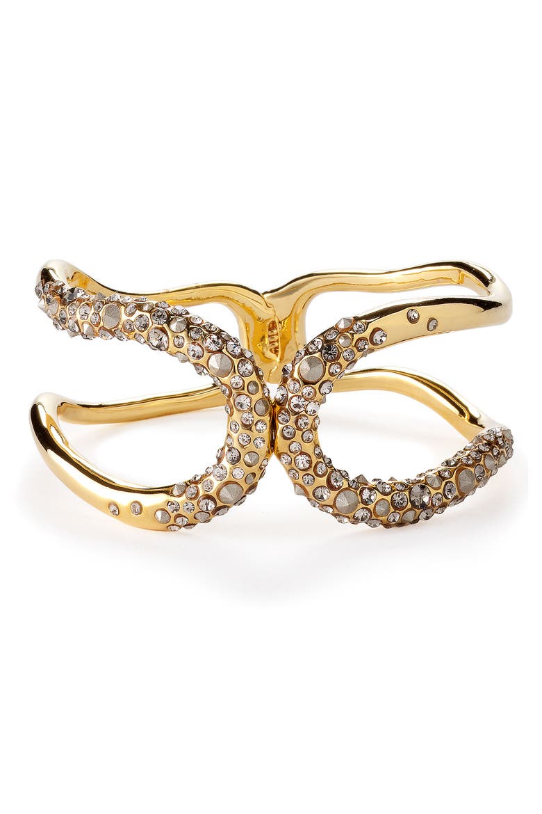 'Miss Havisham' Crystal Hinged Cuff (Nordstrom Exclusive), Main, color, YELLOW GOLD