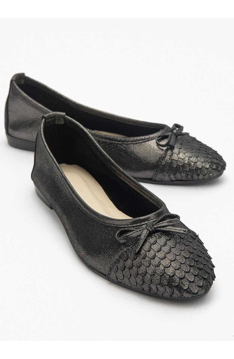 Forever & Always Shoes Copos Leather Bow Cap Toe Ballet Flat, Main, color, Black