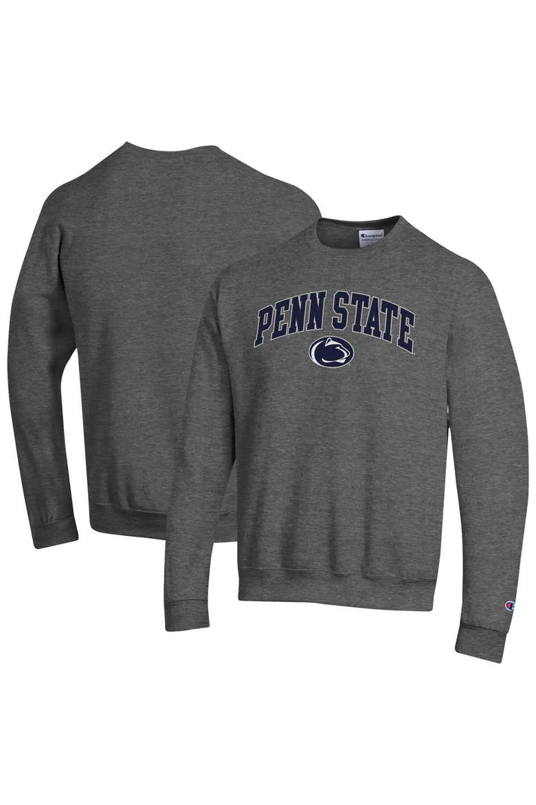 Men's Champion  Heather Charcoal Penn State Nittany Lions Arch Over Logo Pullover Sweatshirt, Alternate, color, Heather Charcoal