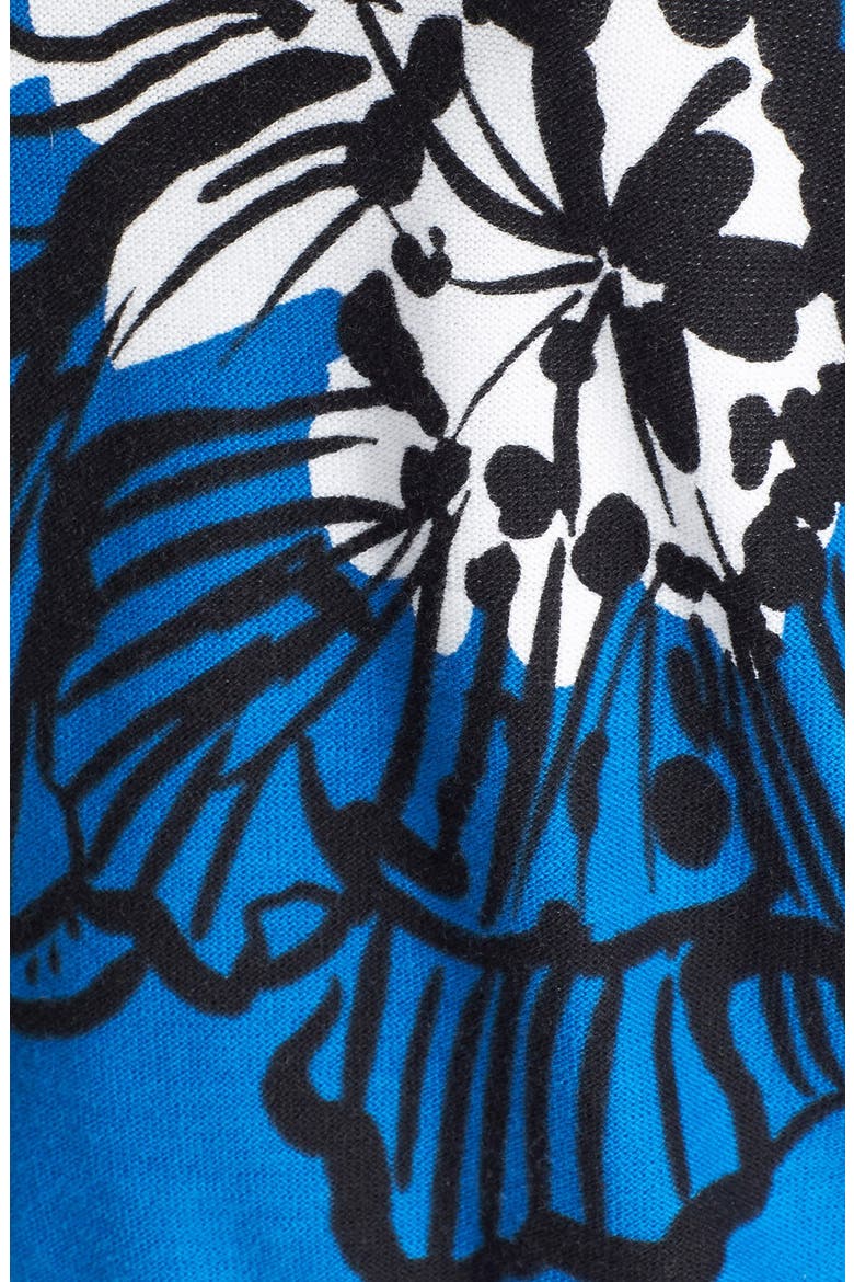 Print Front Zip Cardigan, Alternate, color, DELPHINIUM SCARF FLORAL