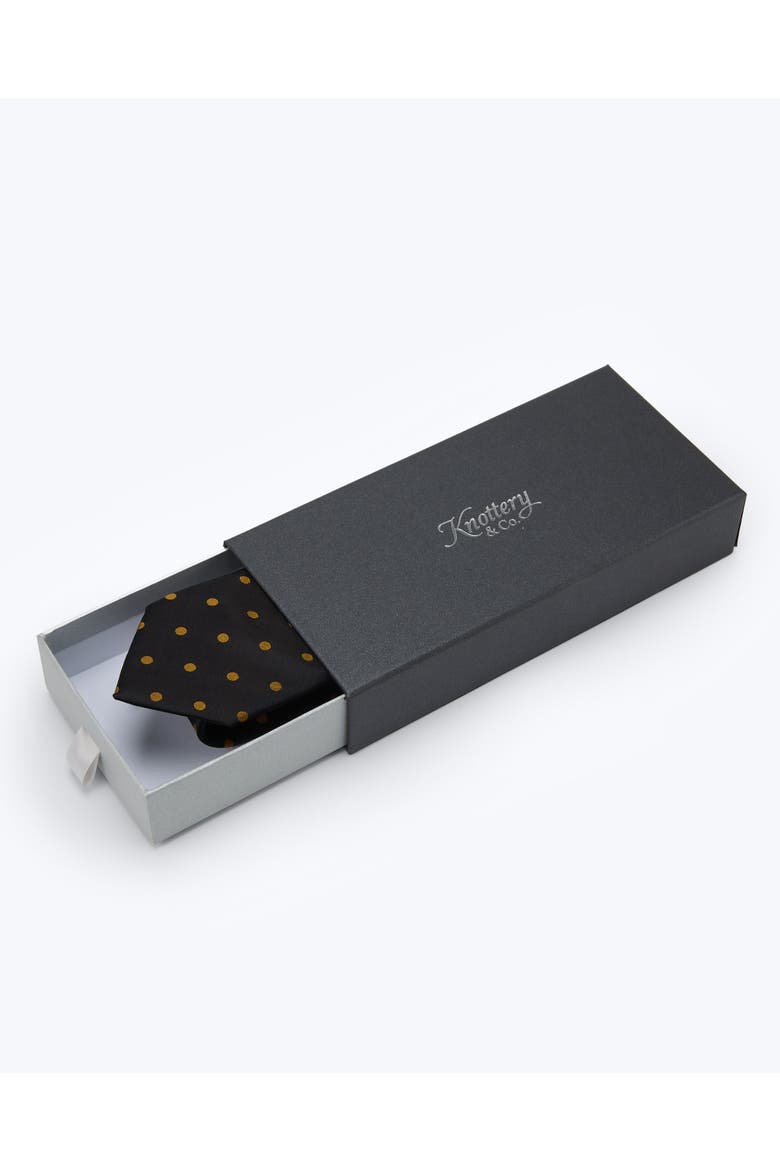 Polka Dot Silk Jacquard Tie, Alternate, color, Black & Gold