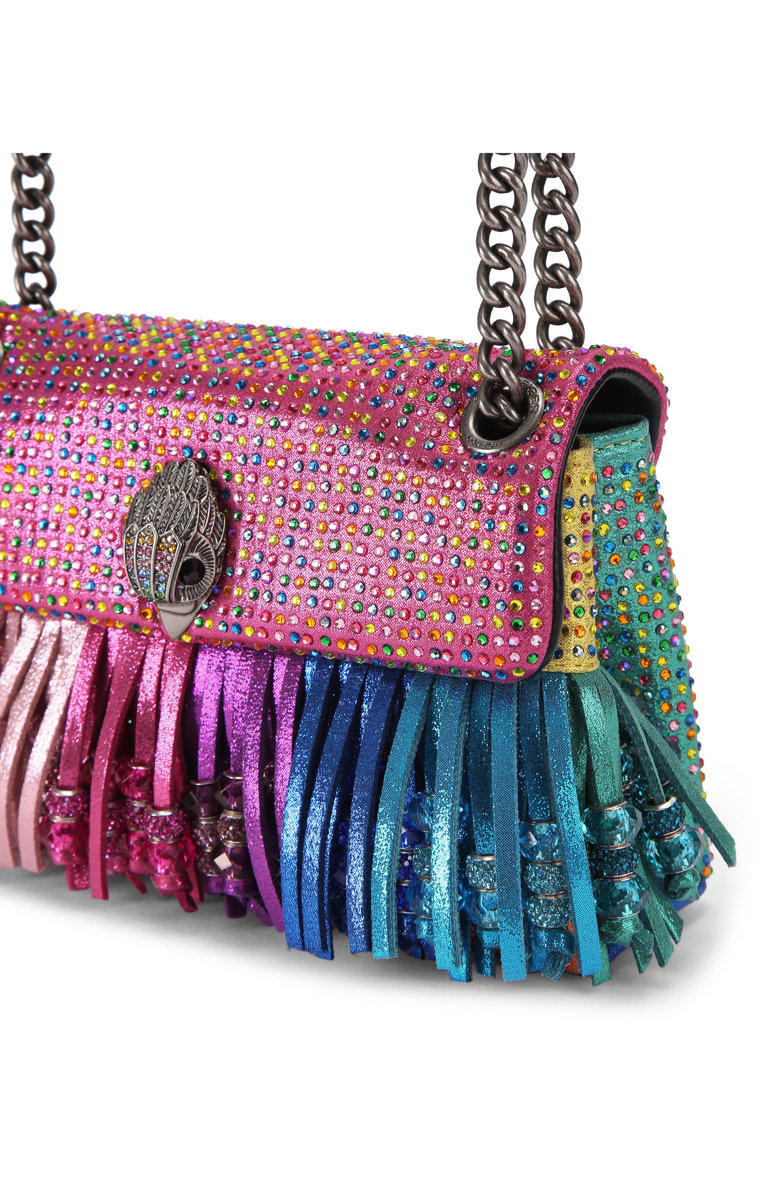 Kurt Geiger London Mini Kensington Fringe Shoulder Bag, Alternate, color, Open Miscellaneous