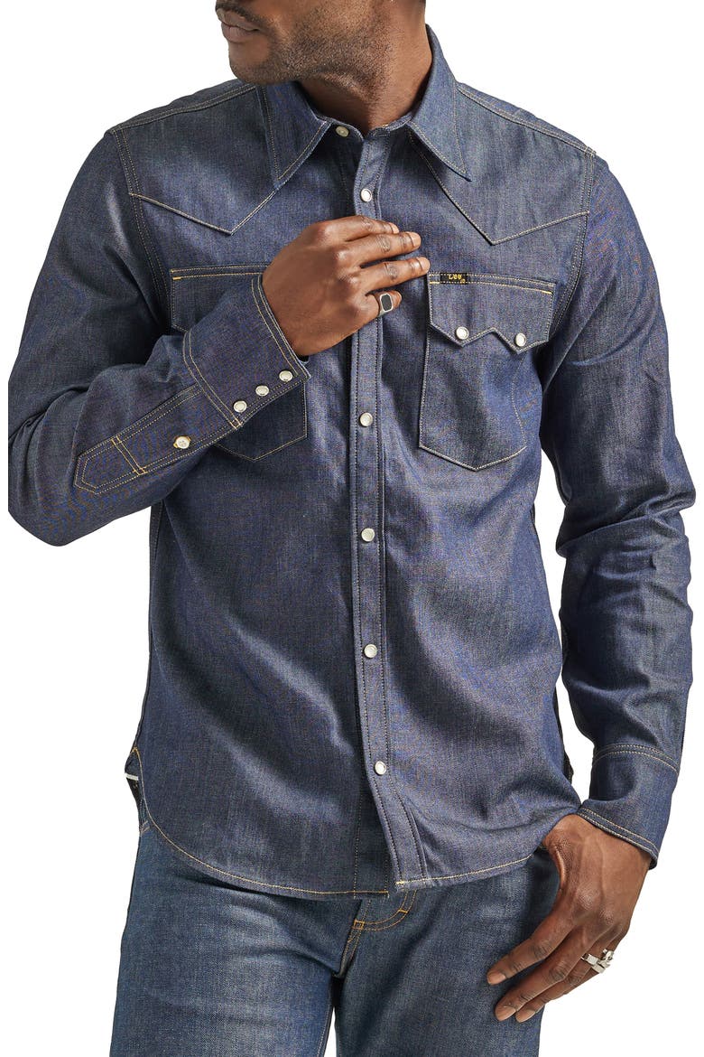 101 Regular Fit Denim Western Shirt, Main, color, INDIGO