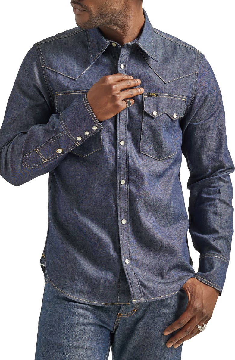 Lee 101 Regular Fit Denim Western Shirt, Main, color, Indigo
