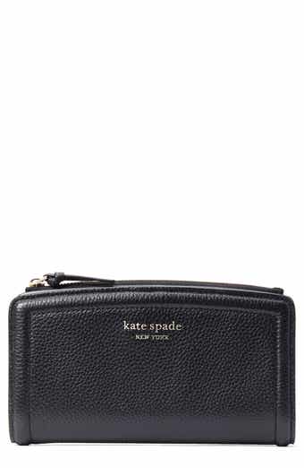 Kate Spade New York knott pebble leather slim zip wallet