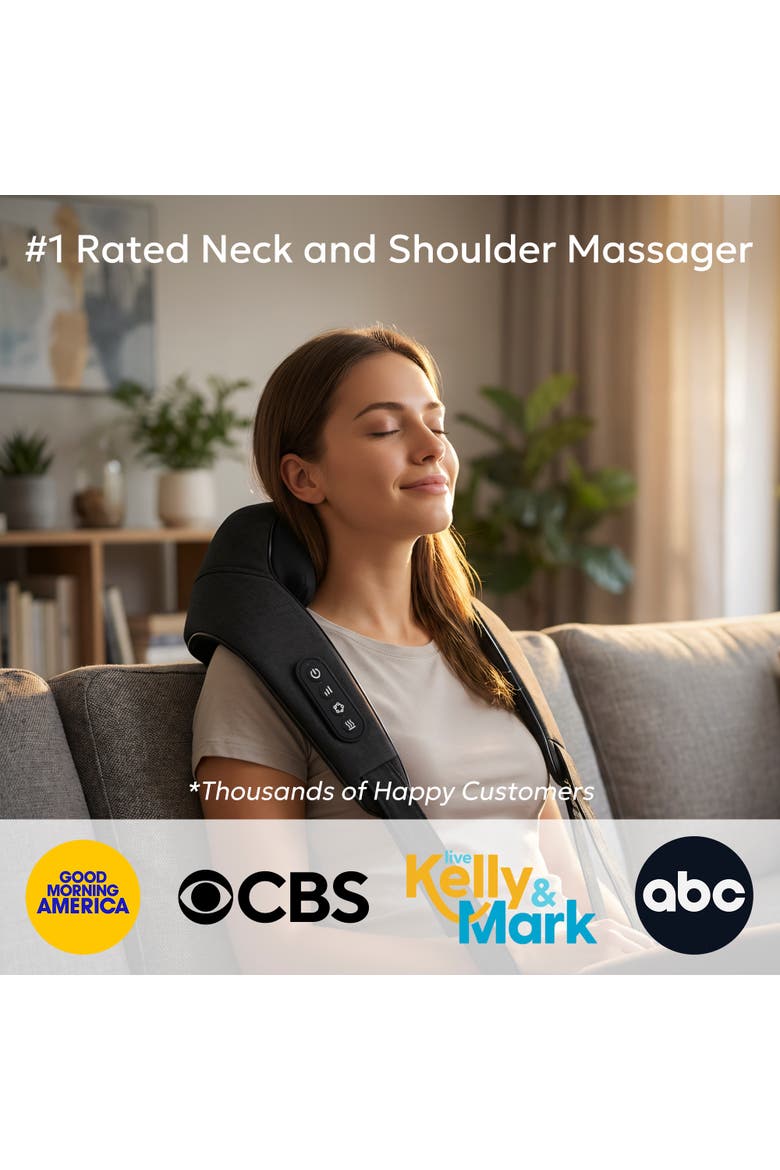 Wave Neck & Back Massager Heated And Hands Free Motion, Alternate, color, Black
