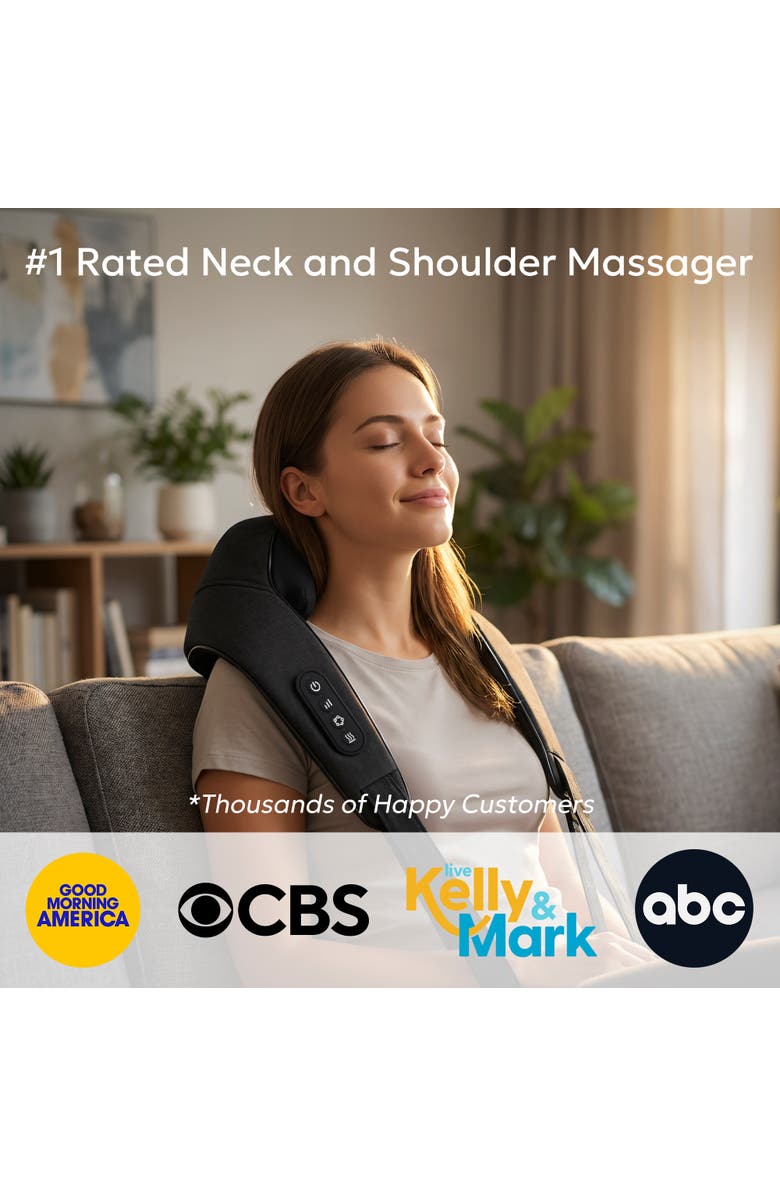 MIKO Wave Neck & Back Massager Heated And Hands Free Motion, Alternate, color, Black