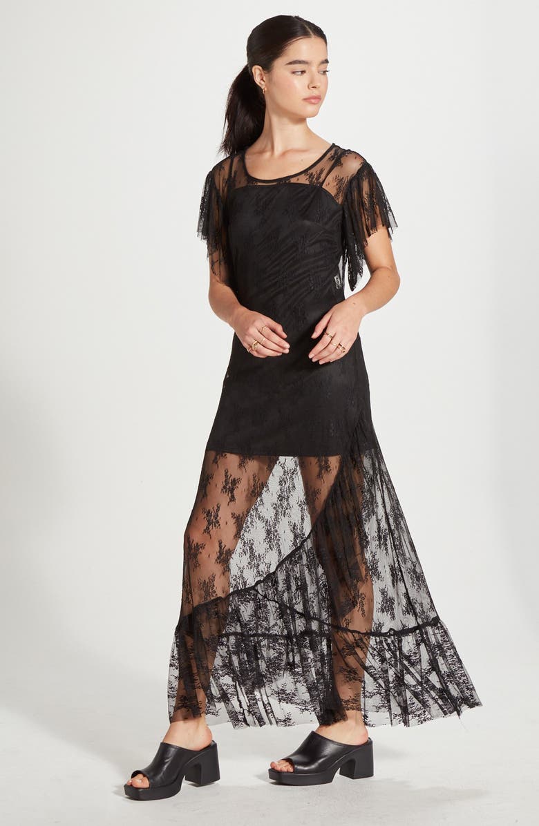 WISHLIST Sheer Lace Maxi Dress, Alternate, color, 