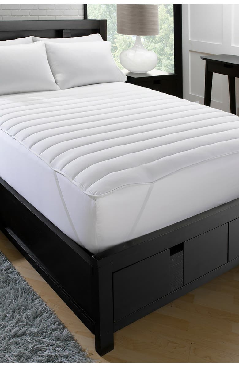 ELLA JAYNE HOME Big & Soft Fiber Bed Cal King Mattress Pad - 72"x84", Main, color, White