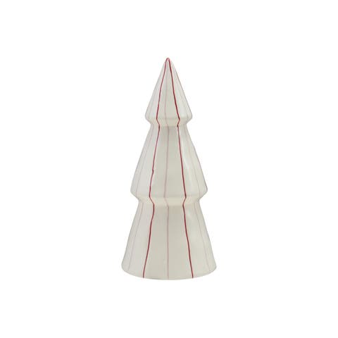 Handcrafted Stoneware Tree with Painterly Stripes