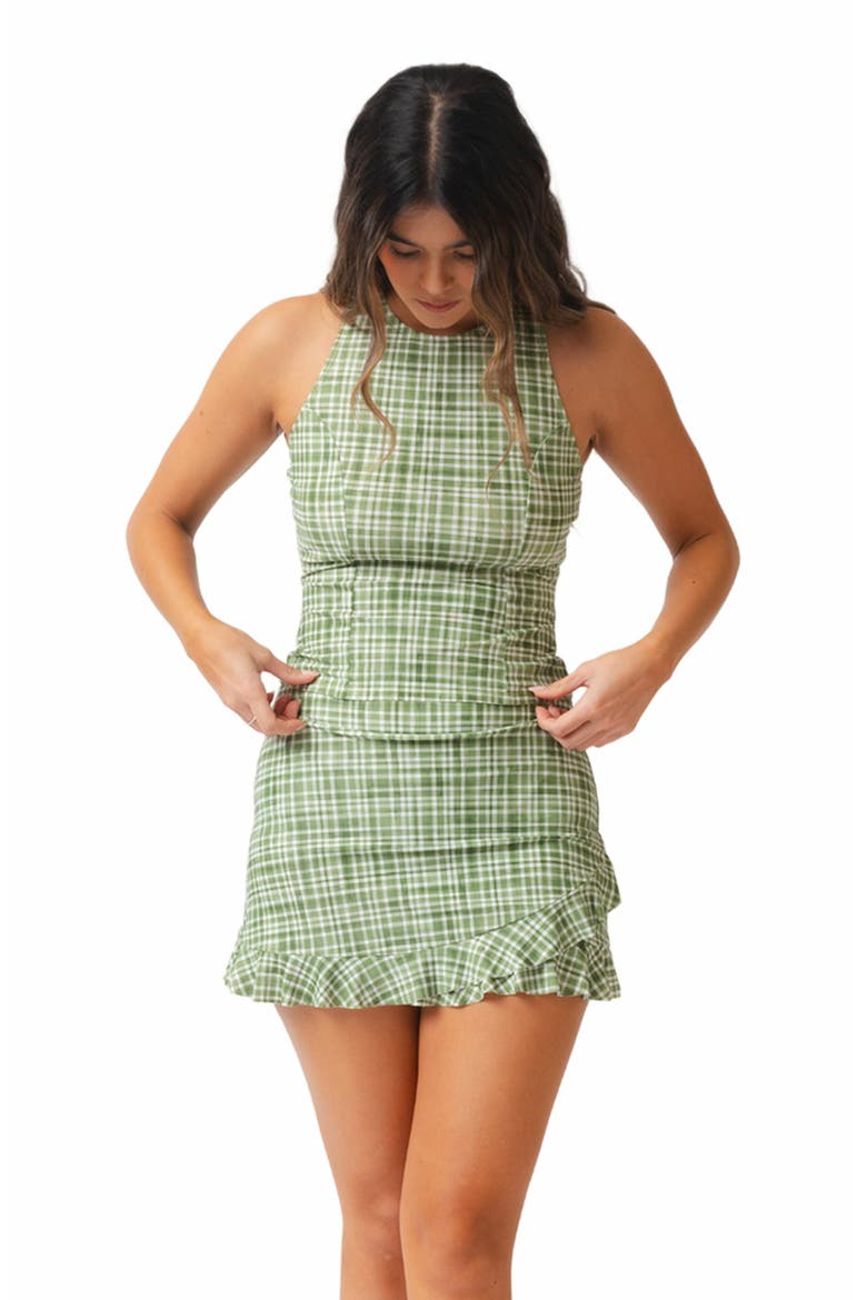 Racer-Back Tankini Top, Alternate, color, Fern Gingham