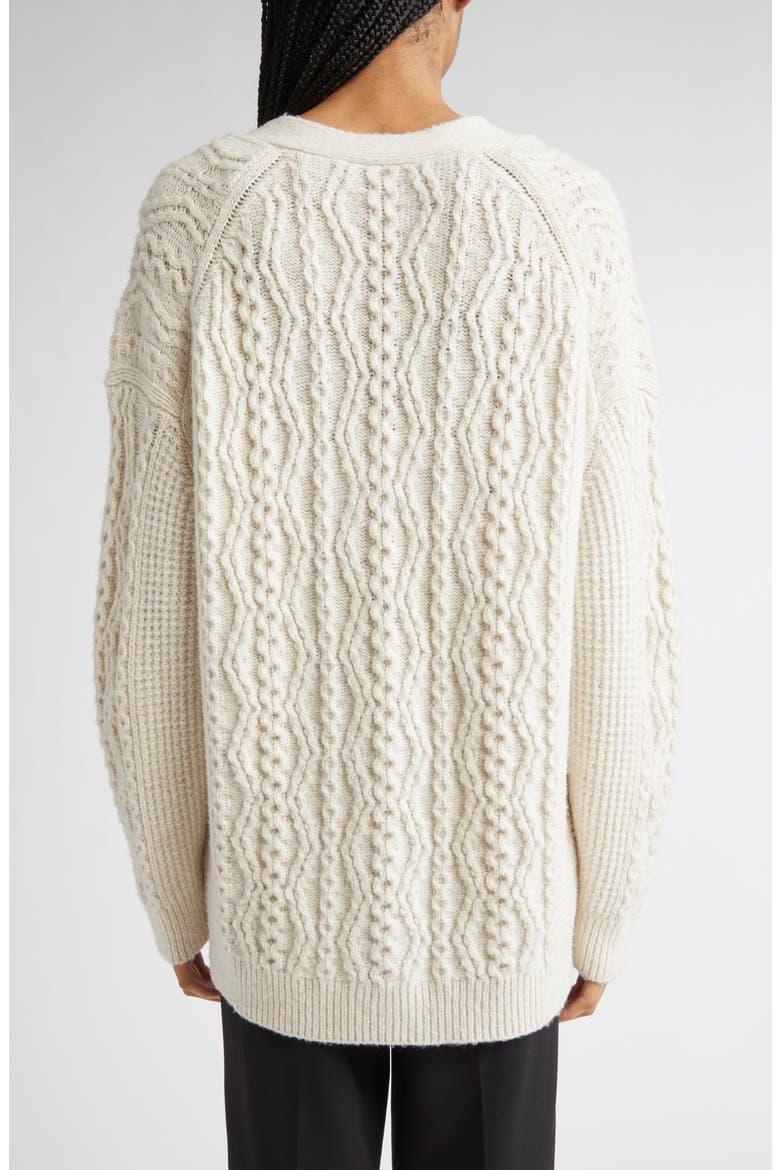 Mixed Stitch Wool & Cashmere Blend Cardigan, Alternate, color, OFF WHITE/ MARZIPAN