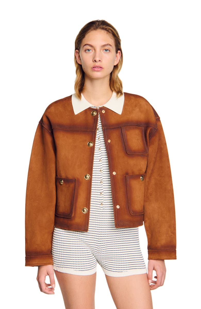 SANDRO Suede jacket, Main, color,