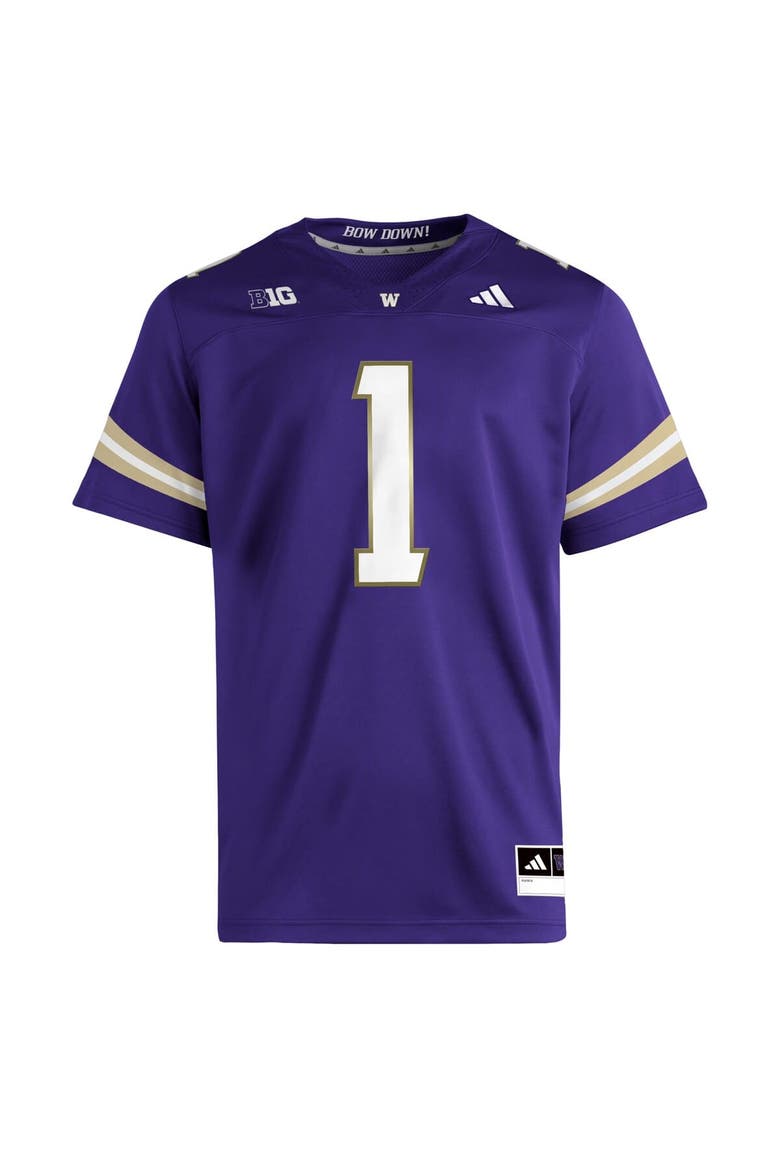 Men's adidas #1 Purple Washington Huskies Premier Jersey, Alternate, color, Purple