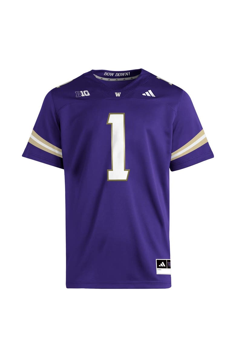 adidas Men's adidas #1 Purple Washington Huskies Premier Jersey, Alternate, color, Purple