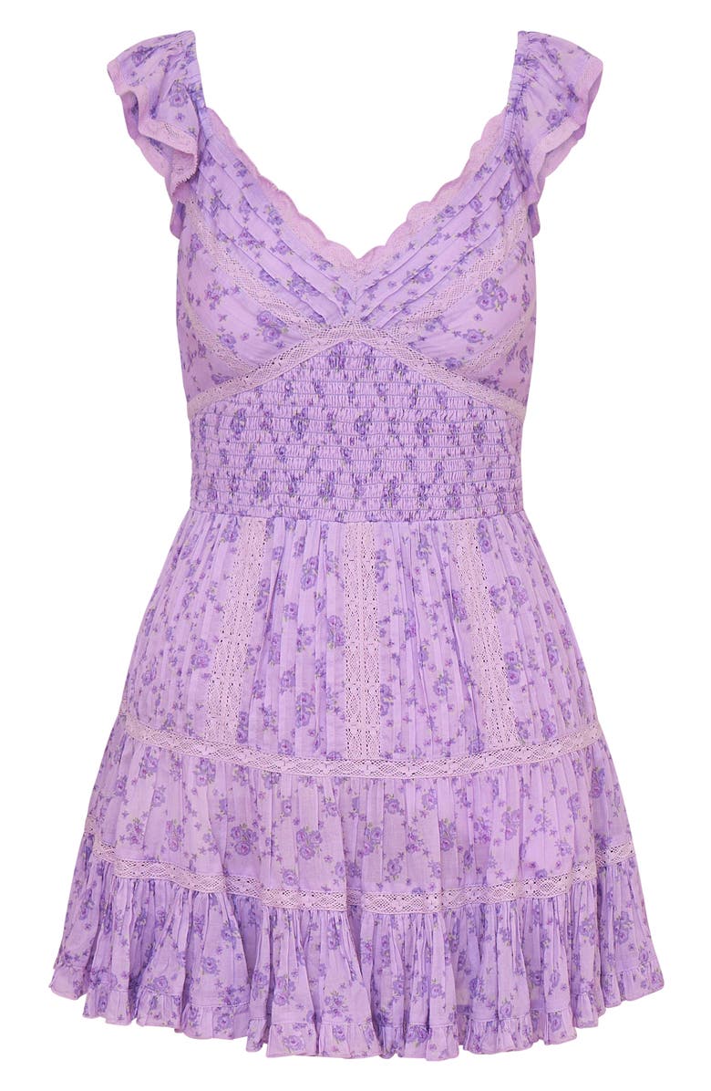 LoveShackFancy Presline Ruffle Smocked Minidress, Alternate, color, 