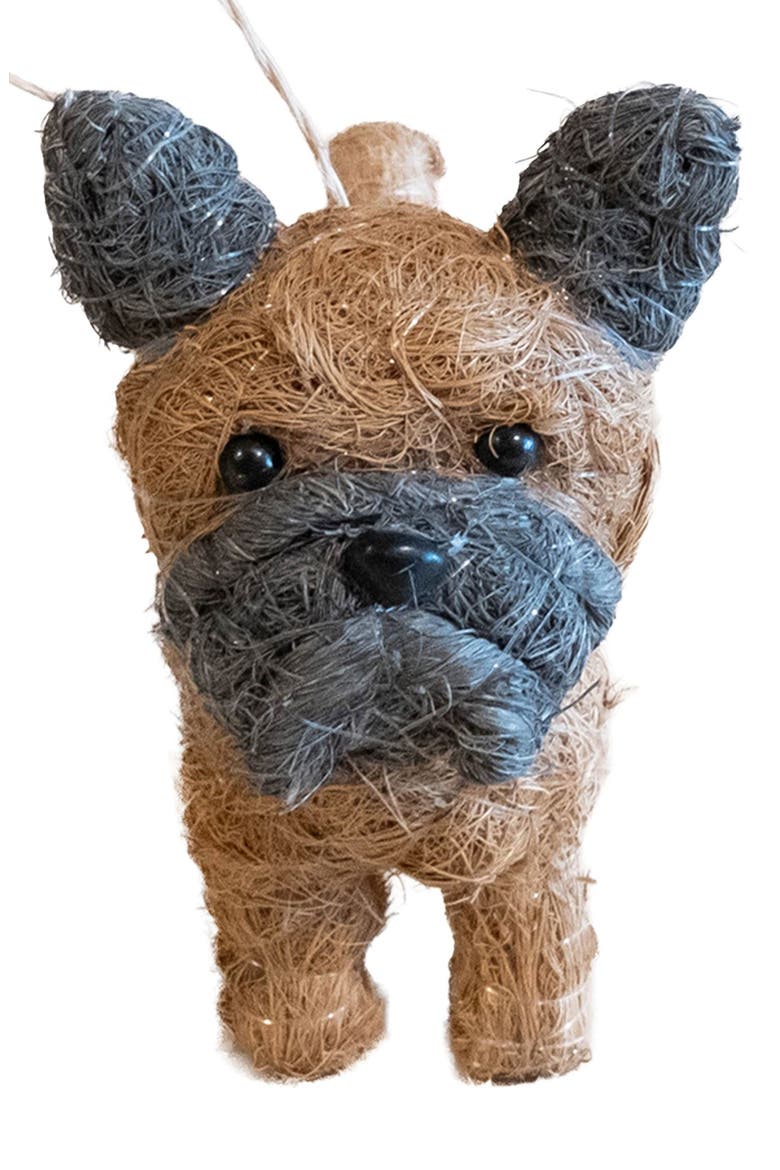 French Bulldog Handwoven Ornament, Alternate, color, BROWN/ BLACK