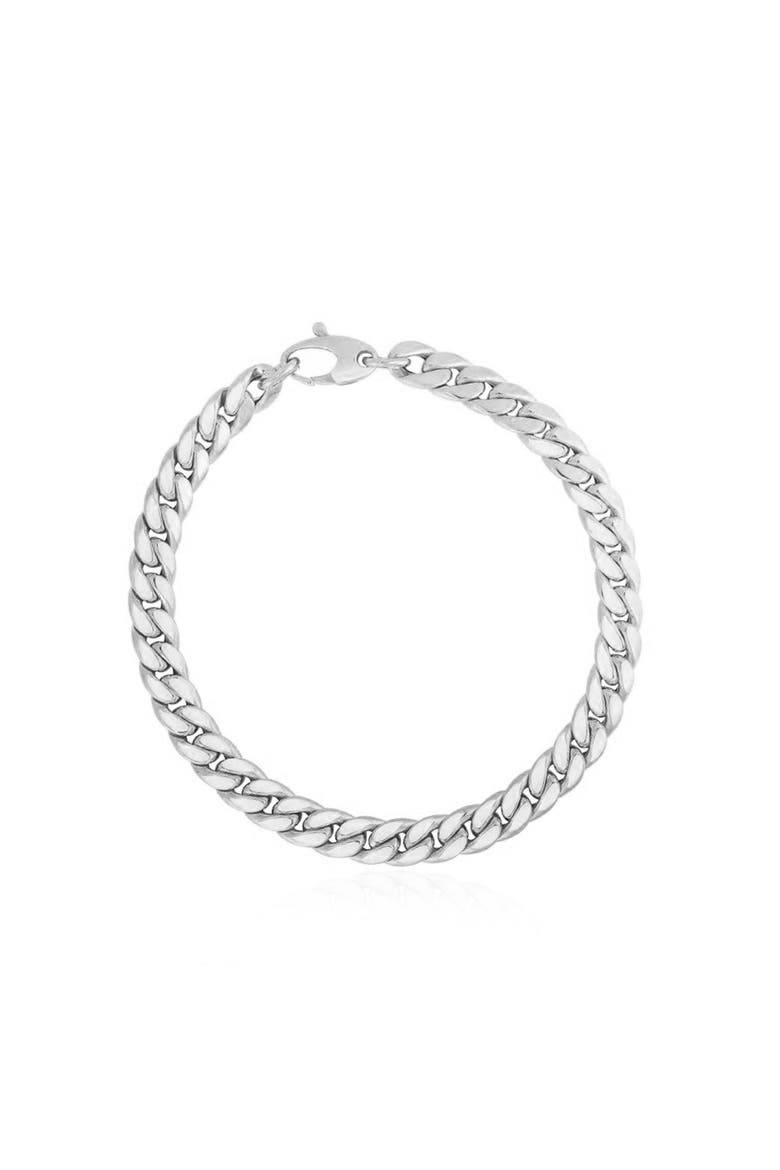Cuban Link Bracelet, Main, color, White Gold