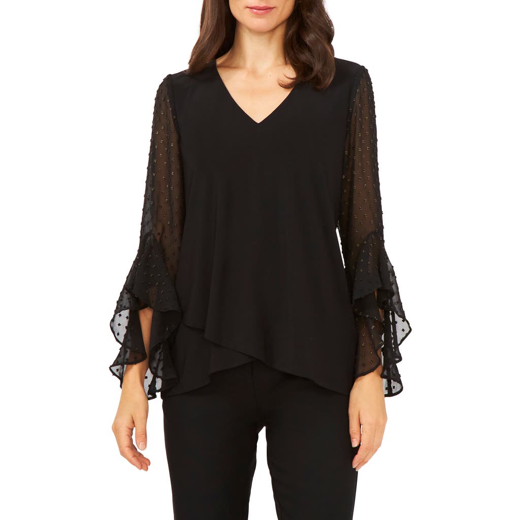 Chaus Tulip Bell Sleeve Top In Black
