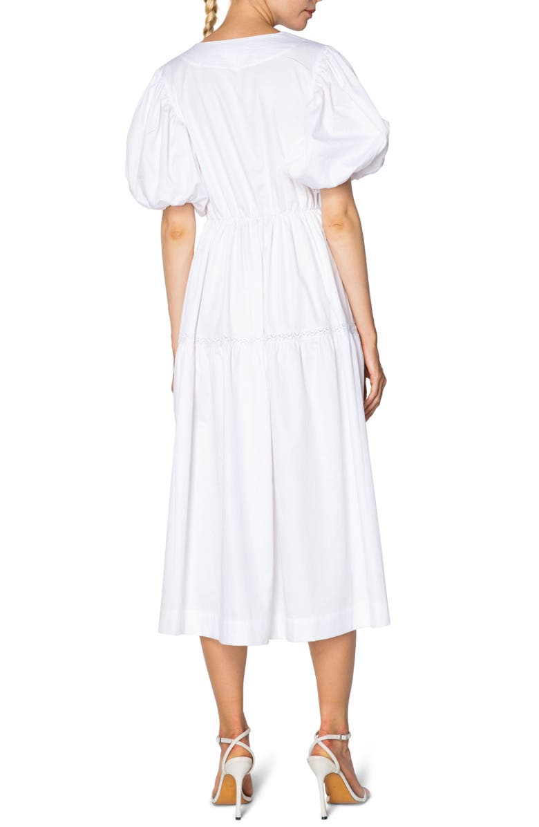 S/W/F Peace Tie Plunge Neck Poplin Midi Dress, Alternate, color, 