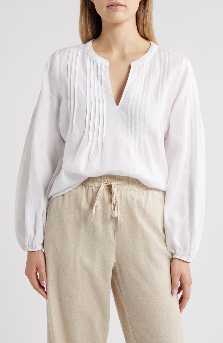 Tommy Bahama Costalina Pintuck Linen Peasant Top, Main, color,