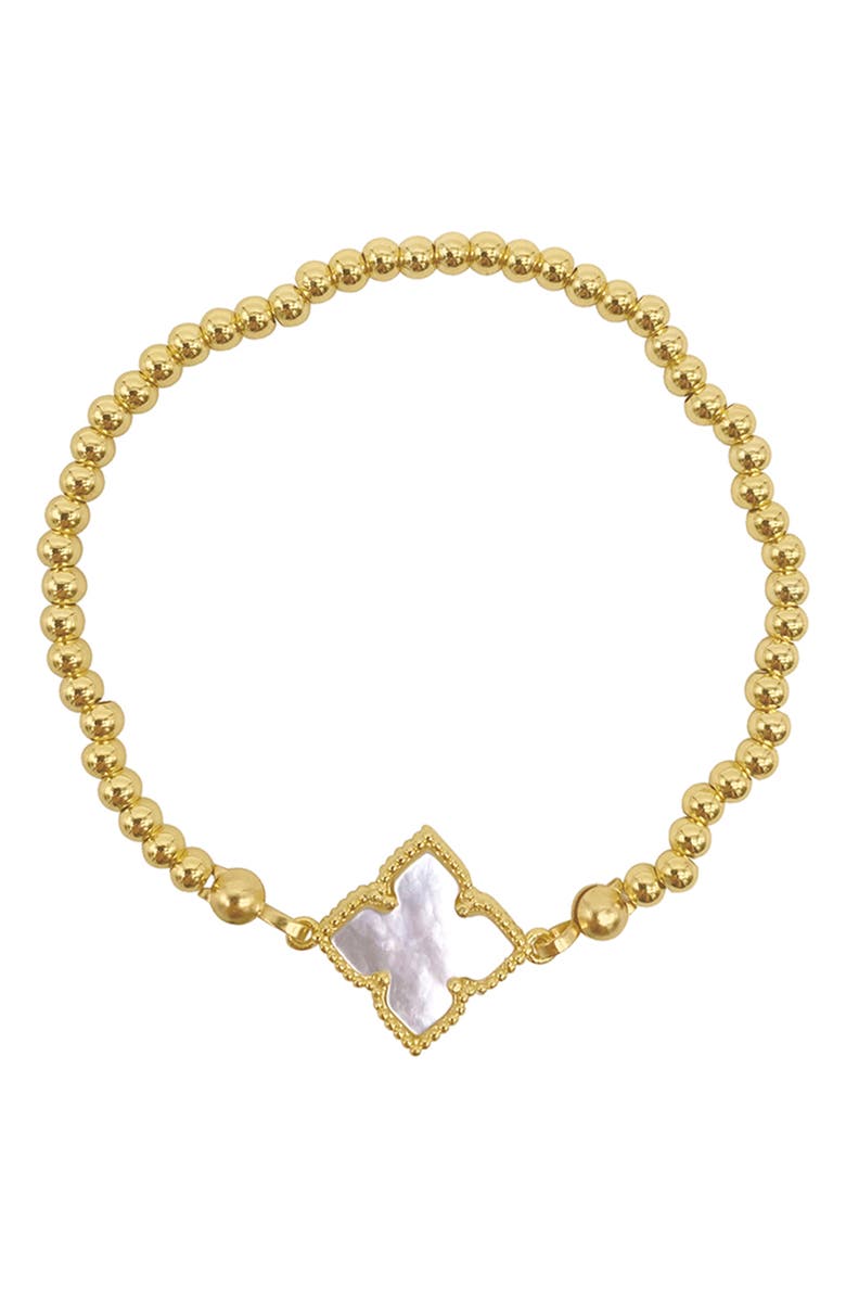 Adornia White Mother of Pearl Flower Bracelet, Main, color, 
