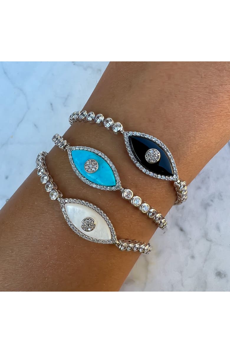 Gemma Azzurro mother of pearl tennis eye bracelet, Alternate, color, Green