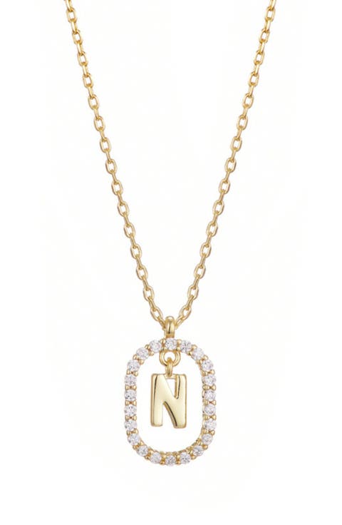 Floating Letter Initial Cubic Zirconia Pendant Necklace