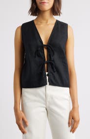 Rails Linen Tie Front Vest
