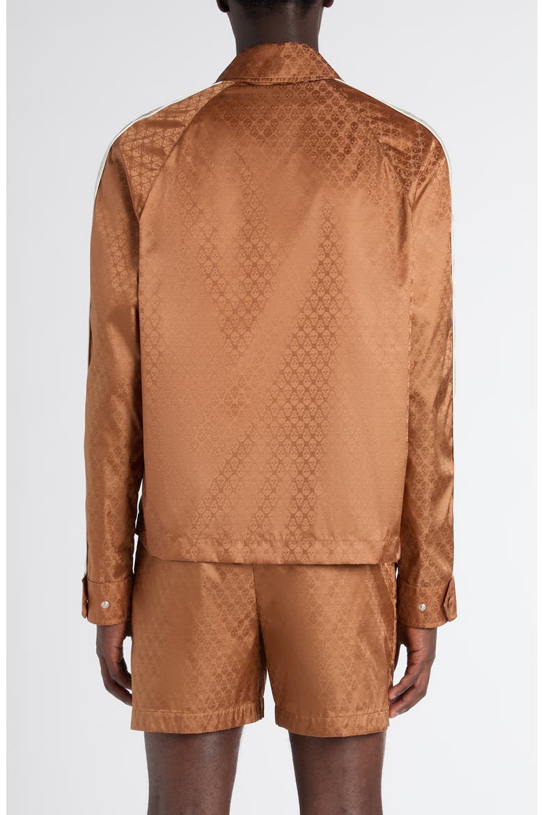 Skull Jacquard Satin Track Jacket, Alternate, color, CAMEL
