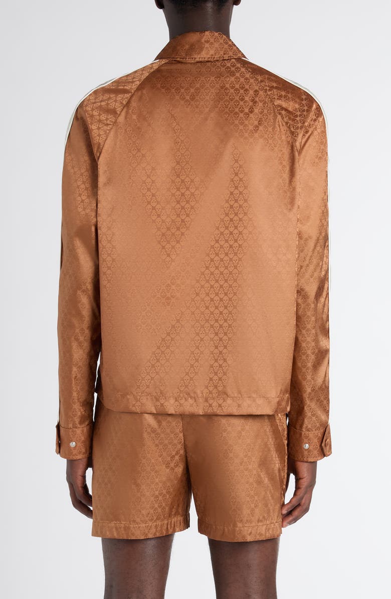 McQueen Skull Jacquard Satin Track Jacket, Alternate, color, Camel