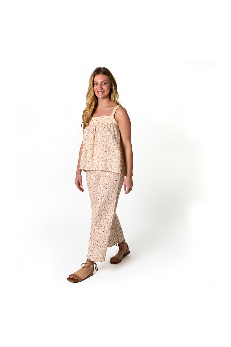 Top and Cropped Pants Set, Alternate, color, Beige Vine Floral