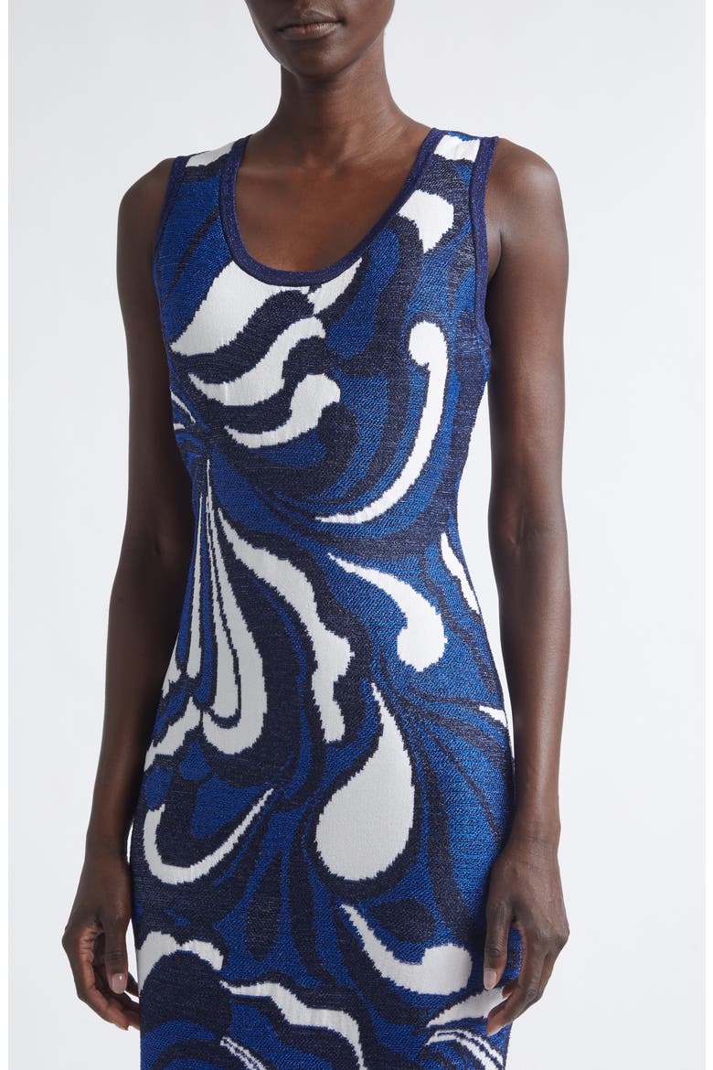 Lynn Metallic Scroll Jacquard Sweater Dress, Alternate, color, MIDNIGHT/ COBALT METALLIC