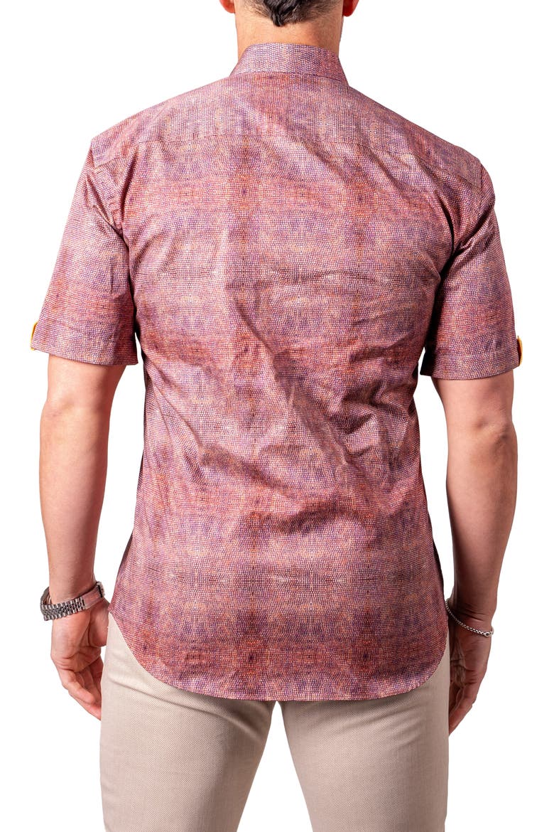 Galileo Resistance2223 Brown Short Sleeve Cotton Button-Up Shirt, Alternate, color, BROWN