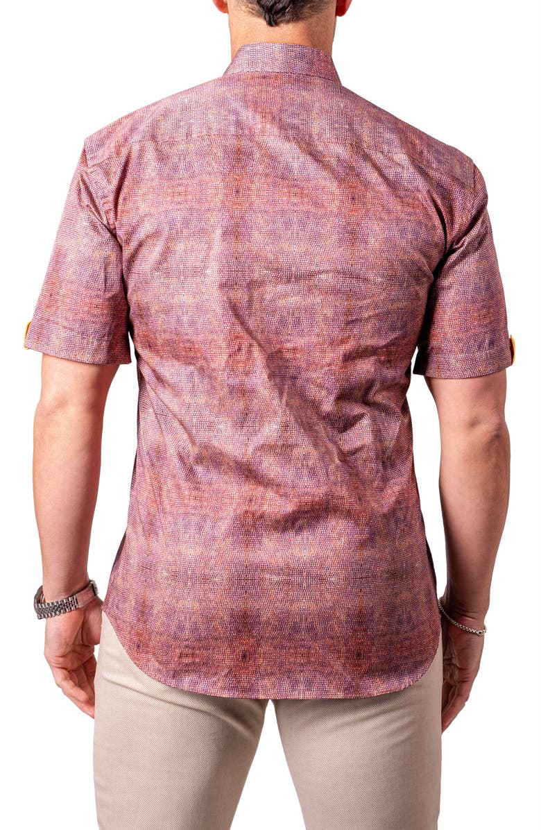 Maceoo Galileo Resistance2223 Brown Short Sleeve Cotton Button-Up Shirt, Alternate, color, Brown