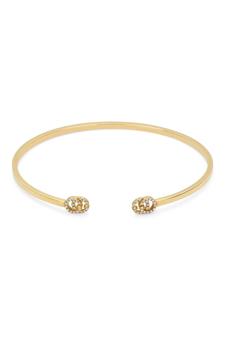 Double-G Diamond Cuff, Main, color, YELLOW GOLD