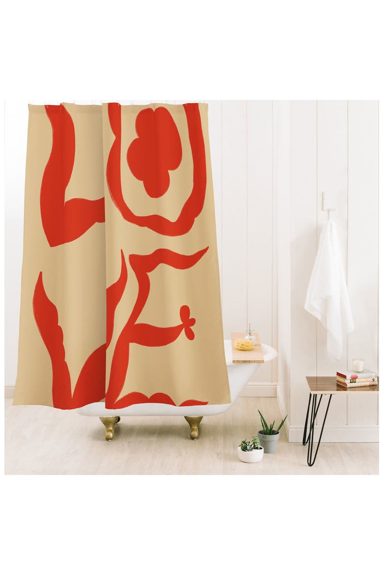 Love Statement Shower Curtain, Alternate, color, ORANGE